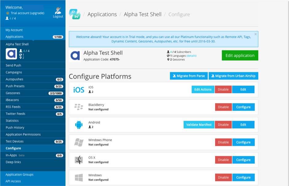 Pw Config Platforms